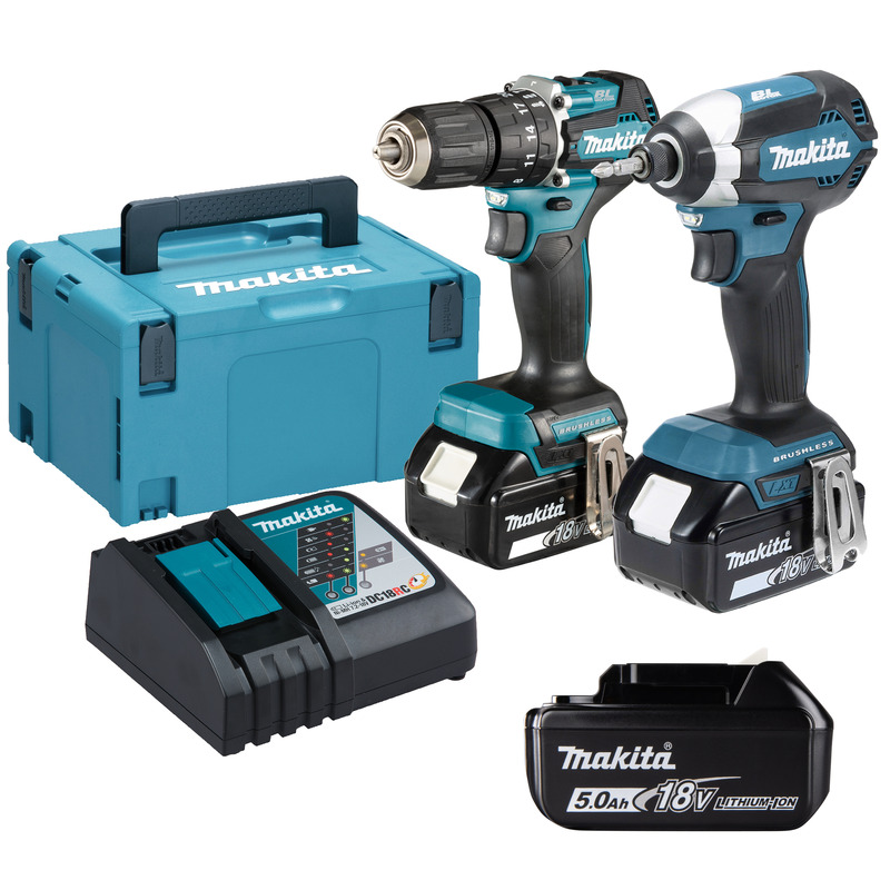 Makita DLX2460T3J 18v Twin Kit - DHP487 Combi Drill and DTD153 Impact Driver - 3 x 5ah Batteries