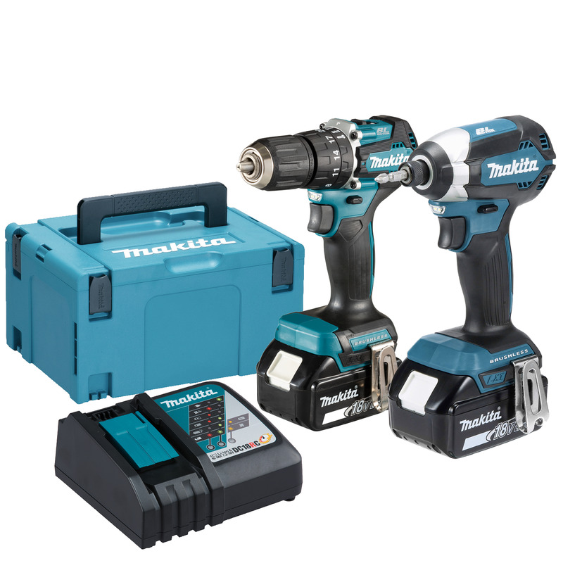 Makita DLX2460TJ 18v Twin Kit - DHP487 Combi Drill and DTD153 Impact Driver - 2x 5ah Batteries