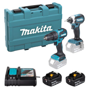 Makita DLX2537ST 18v LXT Twin Kit DHP490 Combi Drill / DTD153 Impact Driver - 2 x 5.0ah Batteries