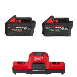 Milwaukee 18v Forge 6ah Battery and Dual Bay Super Charger Bundle - 2 x M18FB6 & M18DBSC