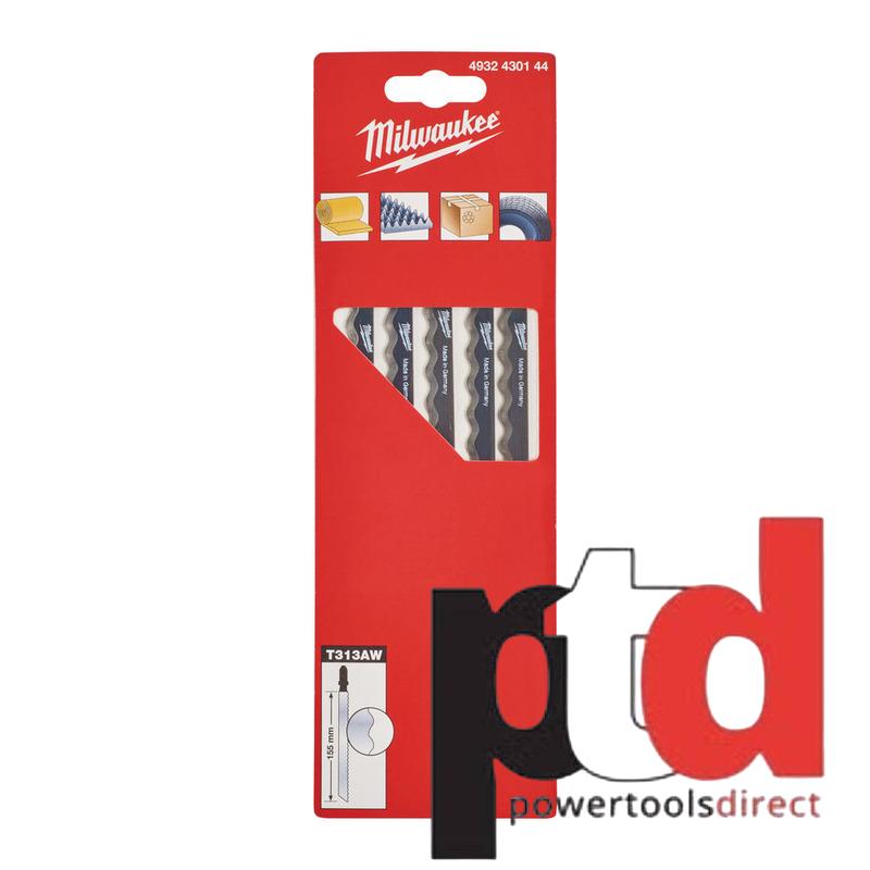 Milwaukee 4932430144 T313AW 155mm Wave Knife for Insulation Material - Pack of 5