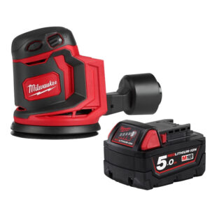 Milwaukee M18BOS125-0 18V 125mm Compact Random Orbital Sander (Body Only) & 5.0Ah Battery