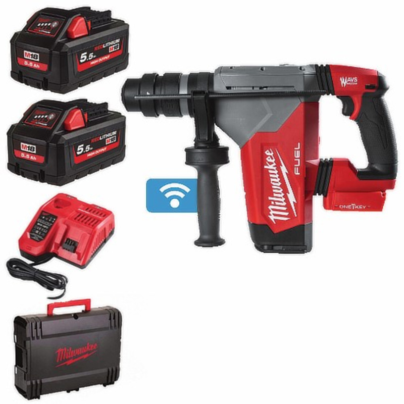 Milwaukee M18ONEFHPX-552X Fuel SDS+ 32mm Hammer Drill Kit With High Output Batteries